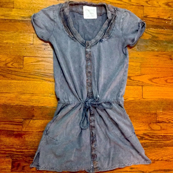 Free People Blue-Grey Mineral Wash Rope Tie Dress XS - Picture 3 of 7